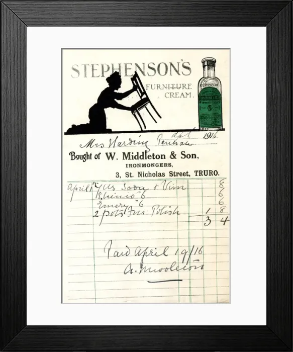 Framed Print : Stationery, W Middleton & Son, Truro, Cornwall Framed Print : Stationery, W Middleton & Son, Truro, Cornwall