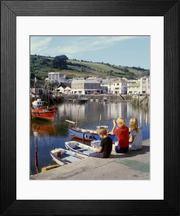 Framed Print : Children in the harbour, Mevagissey, Cornwall Framed Print : Children in the harbour, Mevagissey, Cornwall