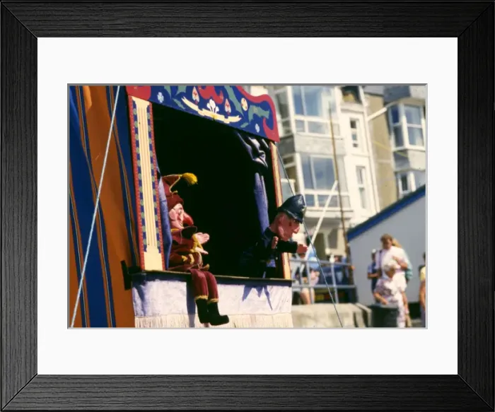 Framed Print : Punch and Judy show on the beach, Cornwall Framed Print : Punch and Judy show on the beach, Cornwall
