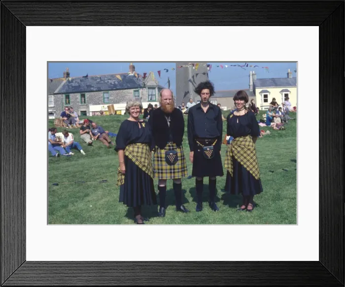 Framed Print : People wearing Cornish tartan, Cornwall Framed Print : People wearing Cornish tartan, Cornwall