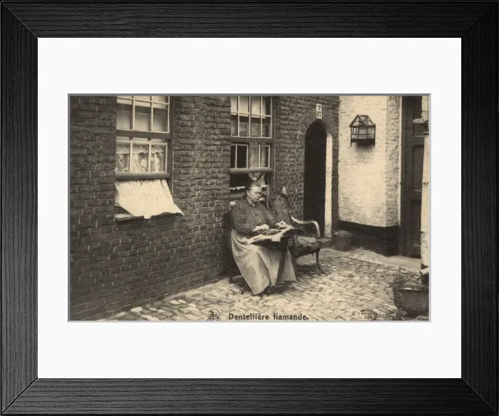 Framed Print : Flemish woman making lace, Belgium Framed Print : Flemish woman making lace, Belgium