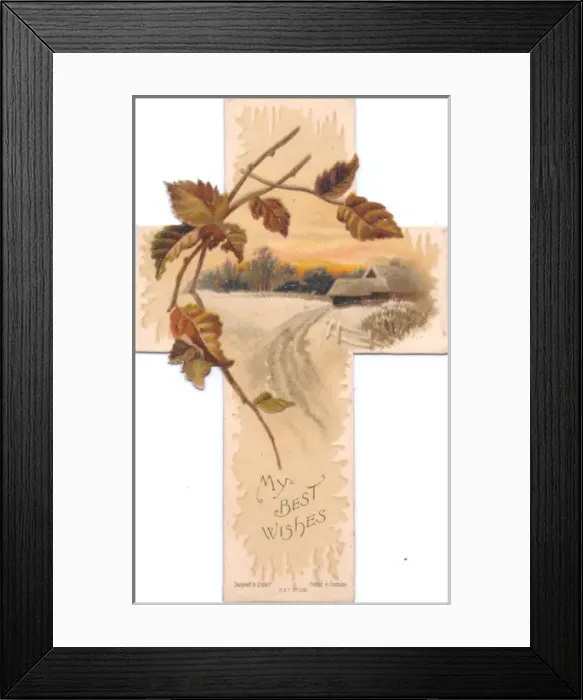 Framed Print : Snow scene on a cross-shaped Christmas card Framed Print : Snow scene on a cross-shaped Christmas card