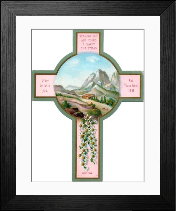 Framed Print : Mount Sinai on a cross-shaped Christmas card Framed Print : Mount Sinai on a cross-shaped Christmas card