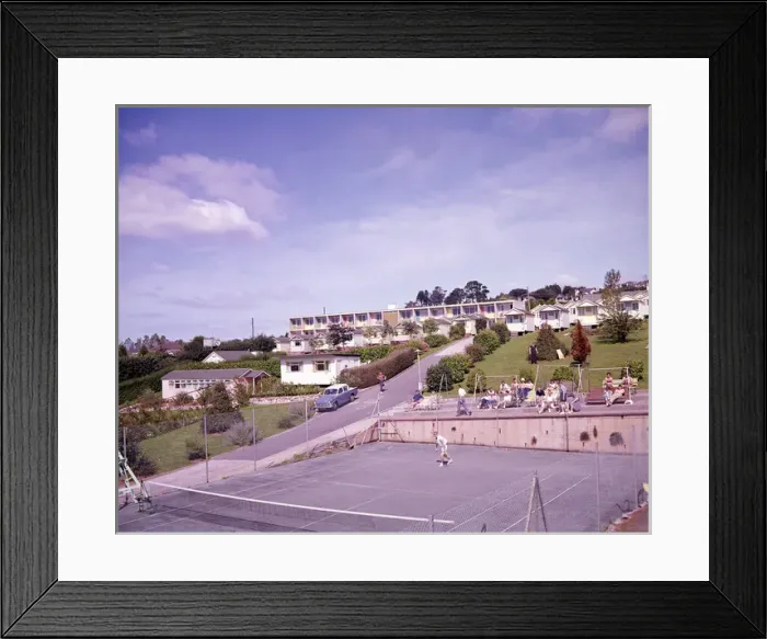 Framed Print : Tennis court at a holiday camp, Paignton, Devon Framed Print : Tennis court at a holiday camp, Paignton, Devon