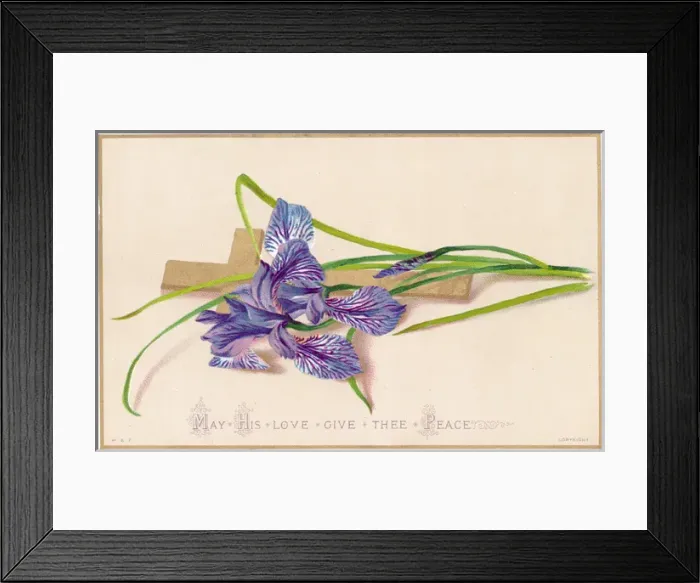 Framed Print : Purple lily and a cross on an Easter card Framed Print : Purple lily and a cross on an Easter card