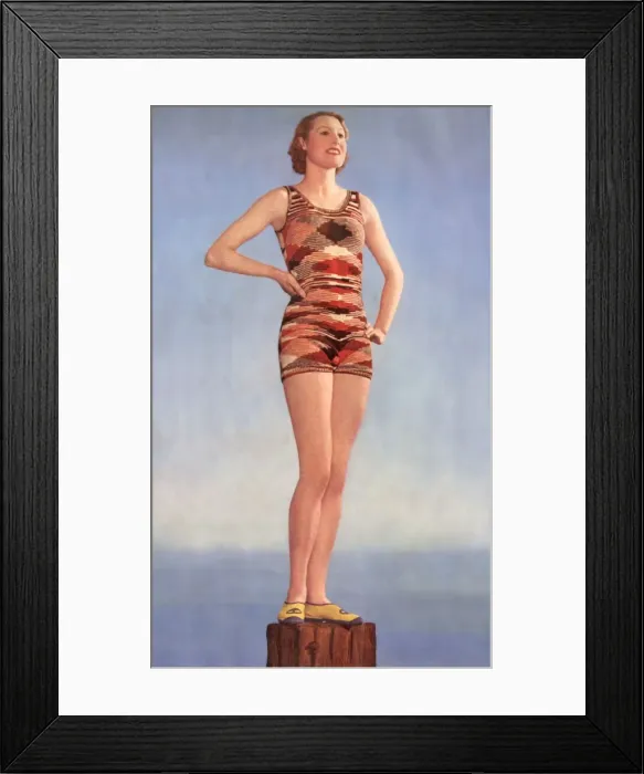 Framed Print : Knitted swimming costume, c. 1935 Framed Print : Knitted swimming costume, c. 1935