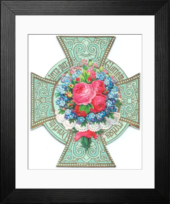 Framed Print : Cross-shaped Christmas card with flowers Framed Print : Cross-shaped Christmas card with flowers