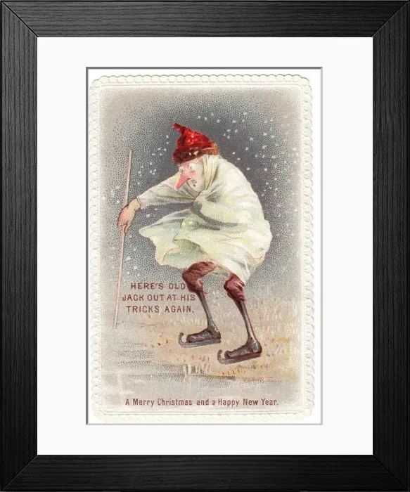 Framed Print : Jack Frost on a Christmas and New Year card Framed Print : Jack Frost on a Christmas and New Year card