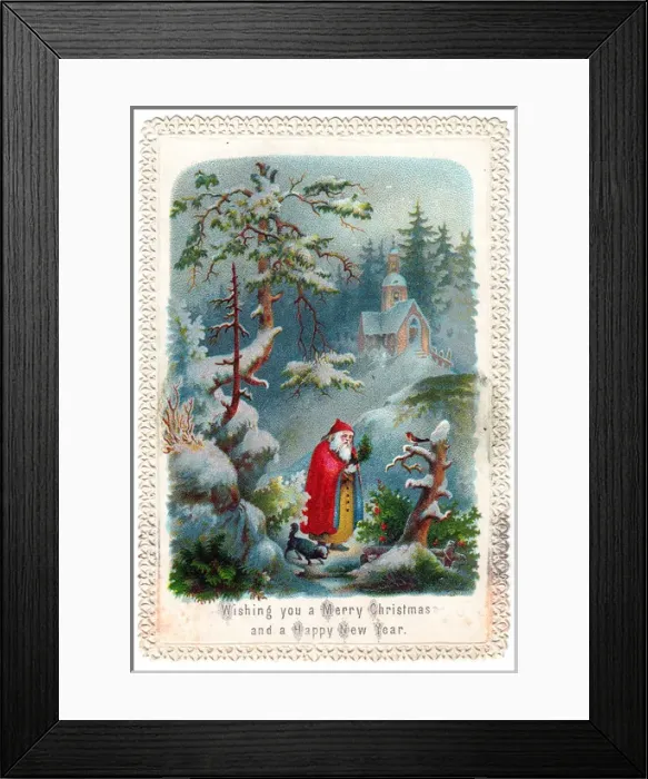 Framed Print : Santa Claus on a Christmas and New Year card Framed Print : Santa Claus on a Christmas and New Year card