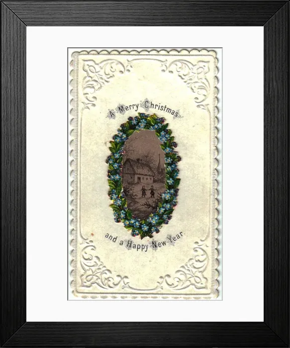 Framed Print : Winter scene on a Christmas and New Year card Framed Print : Winter scene on a Christmas and New Year card