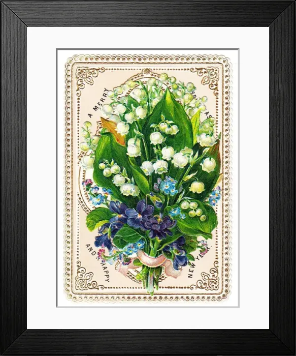 Framed Print : Bunch of flowers on a Christmas and New Year card Framed Print : Bunch of flowers on a Christmas and New Year card