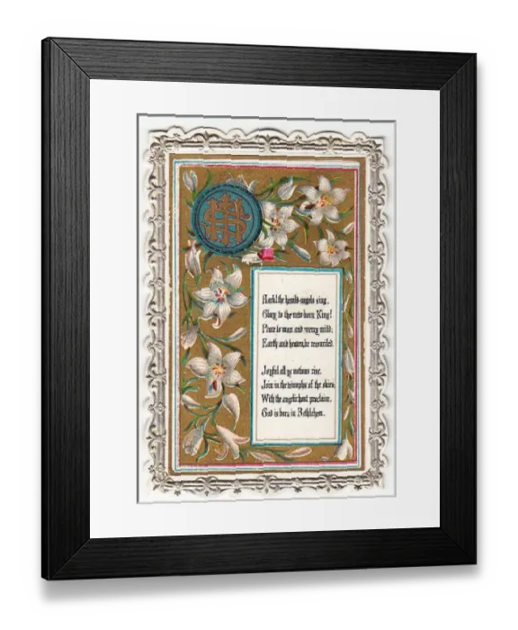 Framed Print : White flowers on a Christmas card Framed Print : White flowers on a Christmas card