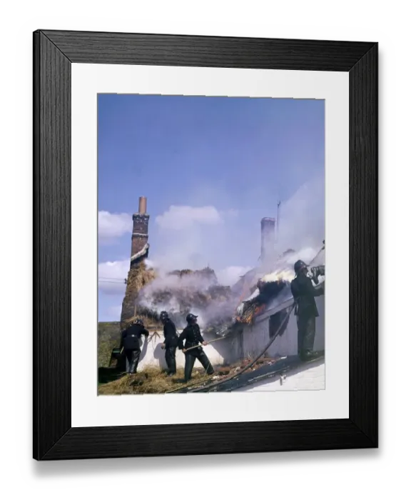 Framed Print : Firefighters in action, Exminster, Devon Framed Print : Firefighters in action, Exminster, Devon