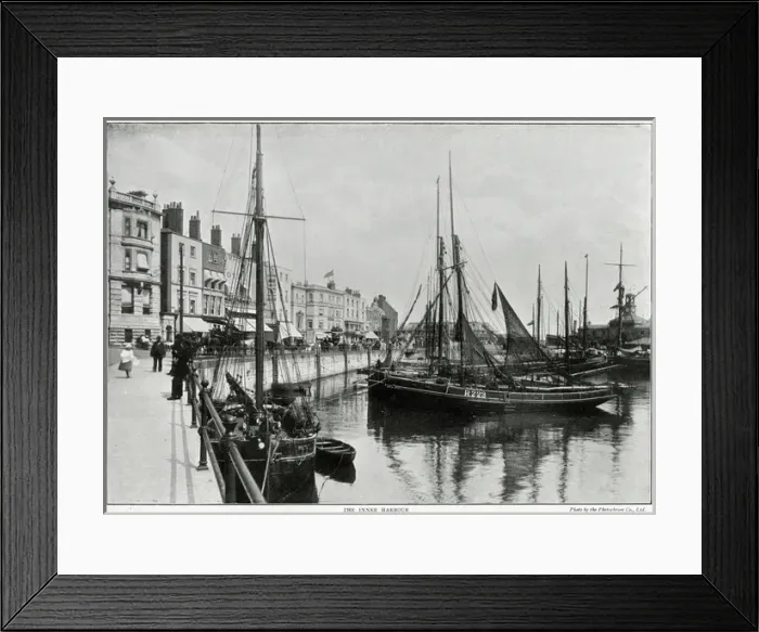 Framed Print : Ramsgate, photograph showing the inner harbour.. 1900s Framed Print : Ramsgate, photograph showing the inner harbour.. 1900s
