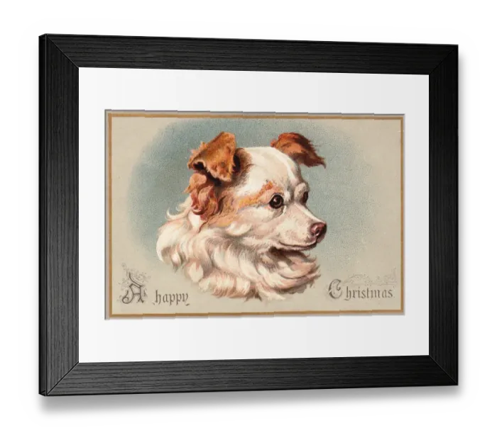 Framed Print : Cute little dog on a Christmas card Framed Print : Cute little dog on a Christmas card