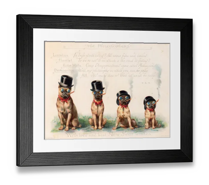 Framed Print : Four bulldogs on a greetings card Framed Print : Four bulldogs on a greetings card