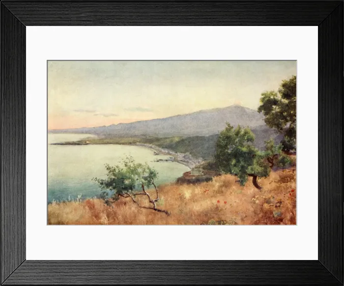 Framed Print : Etna, Giardini and Schiso from Taormina, Sicily, Italy Framed Print : Etna, Giardini and Schiso from Taormina, Sicily, Italy