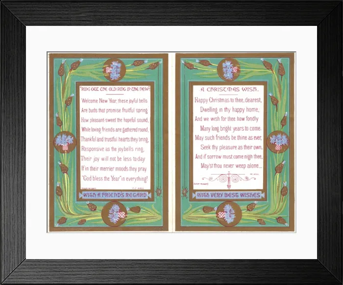 Framed Print : Christmas and New Year card with seasonal verses Framed Print : Christmas and New Year card with seasonal verses