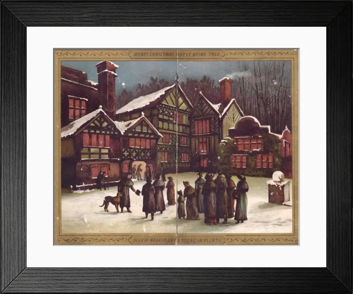 Framed Print : Snow scene outside a house on a Christmas card Framed Print : Snow scene outside a house on a Christmas card