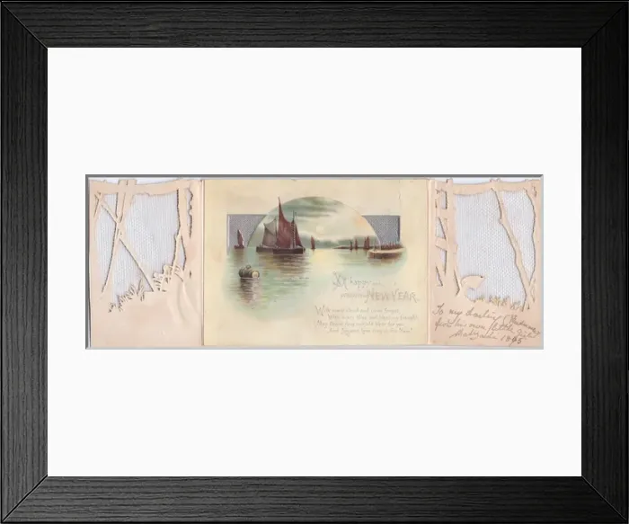 Framed Print : New Year greetings card with sailing boats Framed Print : New Year greetings card with sailing boats