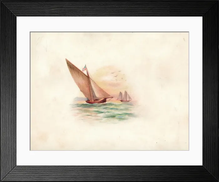 Framed Print : Sailing boats on a greetings card Framed Print : Sailing boats on a greetings card