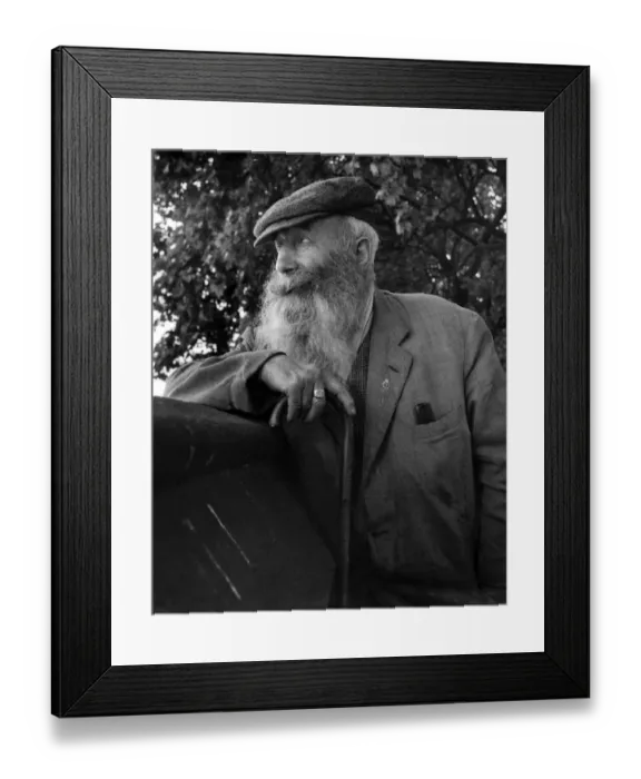 Framed Print : Portrait of an old man with beard and walking stick Framed Print : Portrait of an old man with beard and walking stick