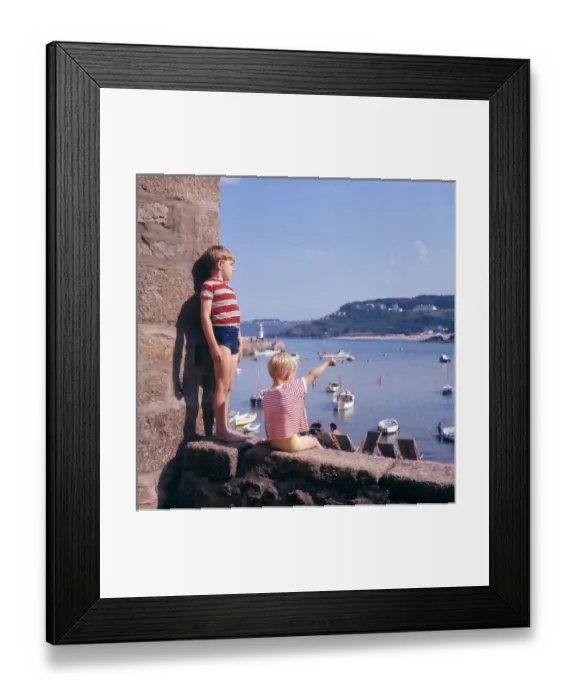 Framed Print : Two boys in the harbour, St Ives, Cornwall Framed Print : Two boys in the harbour, St Ives, Cornwall