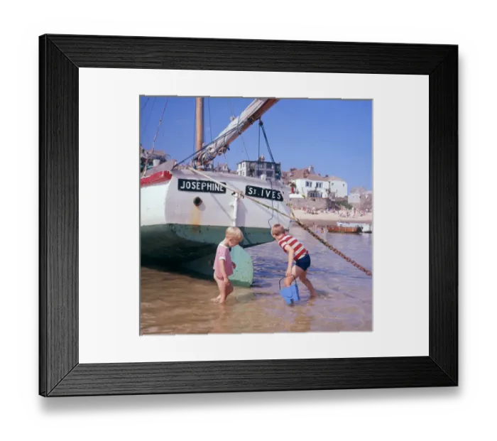 Framed Print : Two boys in the harbour, St Ives, Cornwall Framed Print : Two boys in the harbour, St Ives, Cornwall