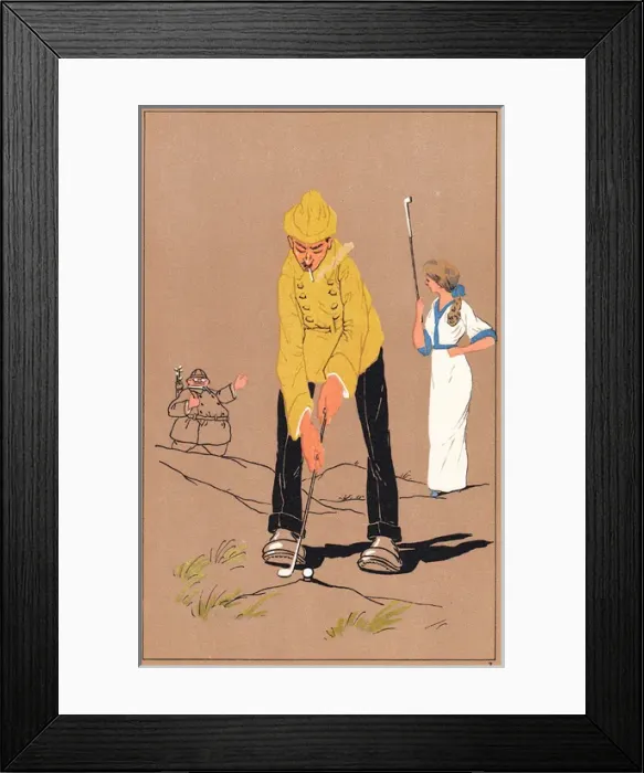 Framed Print : Edwardian golfer about to tee off Framed Print : Edwardian golfer about to tee off