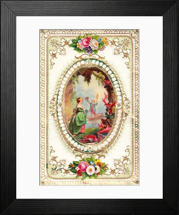 Framed Print : Romantic couple on a greetings card Framed Print : Romantic couple on a greetings card