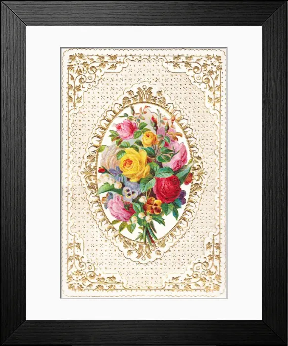 Framed Print : Bunch of flowers on a greetings card Framed Print : Bunch of flowers on a greetings card