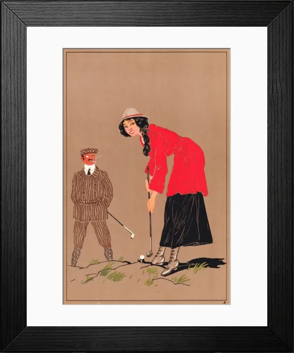 Framed Print : Edwardian golfer about to tee off