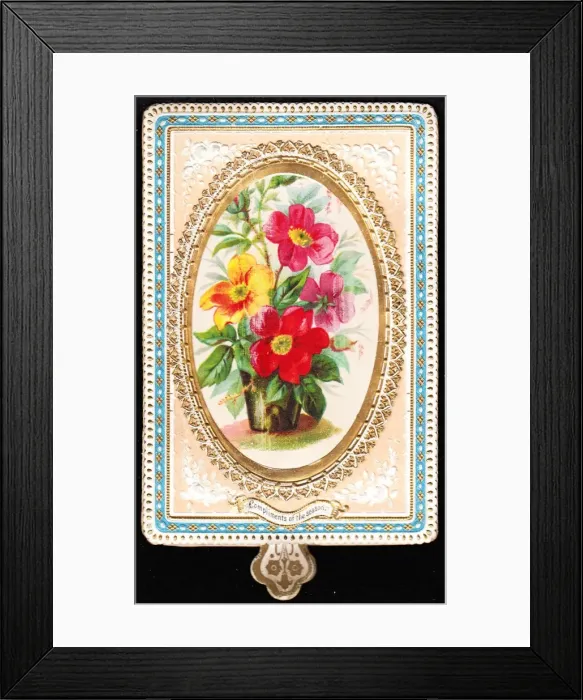 Framed Print : Flowers with ornate edging on a Christmas card Framed Print : Flowers with ornate edging on a Christmas card