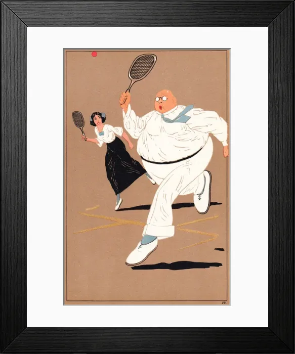 Framed Print : Edwardian couple playing tennis Framed Print : Edwardian couple playing tennis