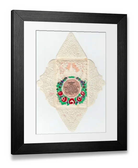 Framed Print : Lacy envelope with a birthday greeting Framed Print : Lacy envelope with a birthday greeting