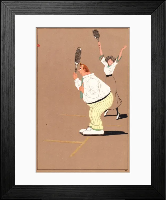 Framed Print : Edwardian couple playing tennis Framed Print : Edwardian couple playing tennis