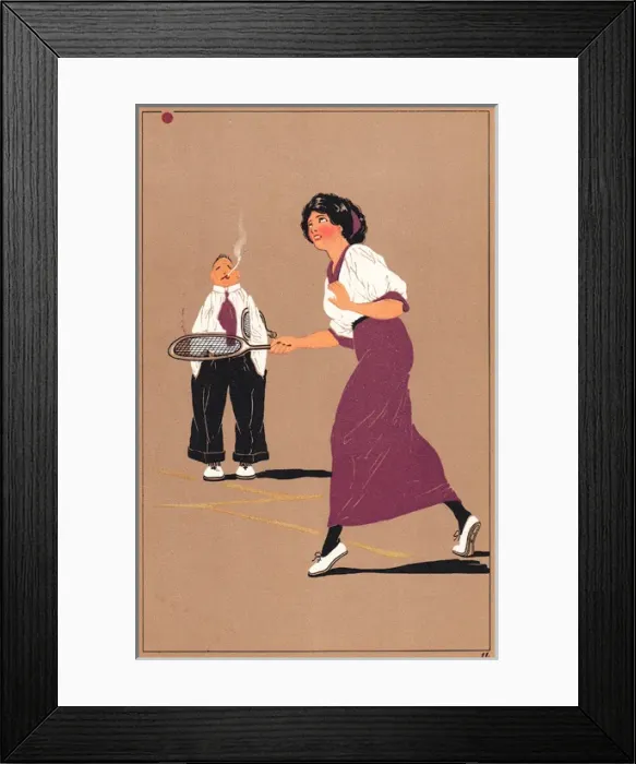 Framed Print : Edwardian woman playing tennis Framed Print : Edwardian woman playing tennis