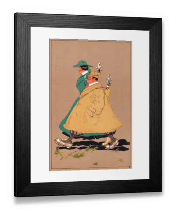 Framed Print : Two Edwardian golfers striding along Framed Print : Two Edwardian golfers striding along