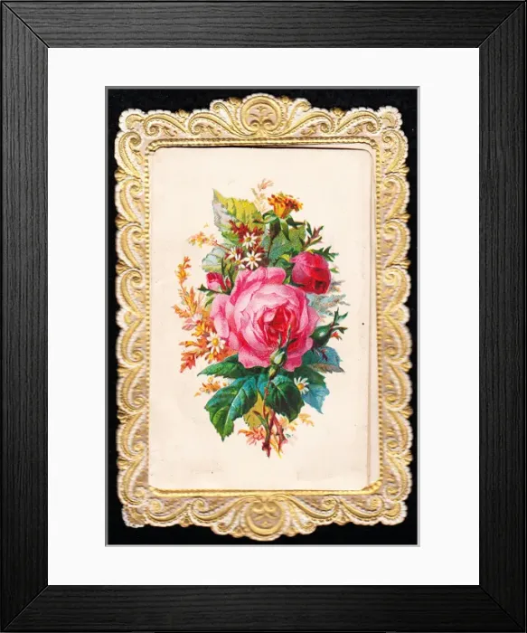 Framed Print : Bunch of flowers on a greetings card Framed Print : Bunch of flowers on a greetings card