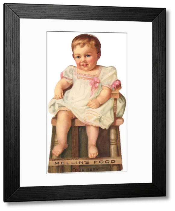 Framed Print : Advert for Mellins Food on a Victorian scrap