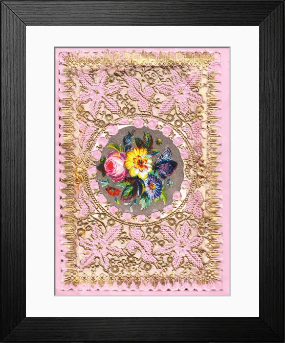 Framed Print : Flowers and butterfly on a greetings card Framed Print : Flowers and butterfly on a greetings card