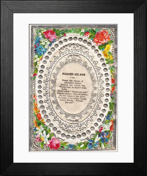 Framed Print : Flowers and verse on a romantic greetings card Framed Print : Flowers and verse on a romantic greetings card