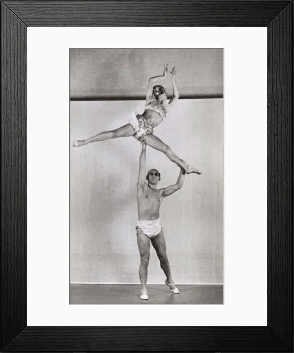 Framed Print : Dance, Ballet - two dancers demonstrating lifts and poses Framed Print : Dance, Ballet - two dancers demonstrating lifts and poses