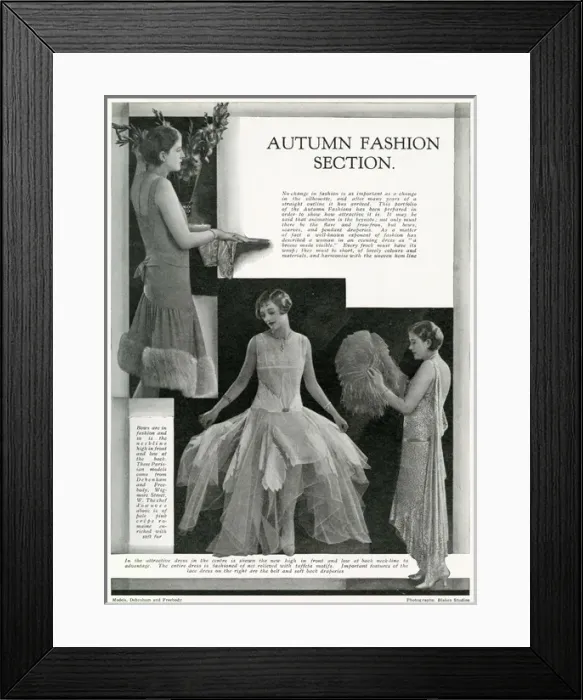 Framed Print : Autumn fashionable evening frocks 1929 Framed Print : Autumn fashionable evening frocks 1929