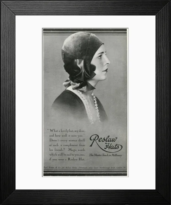 Framed Print : Advert for Reslaw womens hats 1929 Framed Print : Advert for Reslaw womens hats 1929