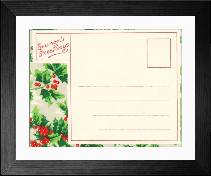 Framed Print : Christmas envelope decorated with holly Framed Print : Christmas envelope decorated with holly