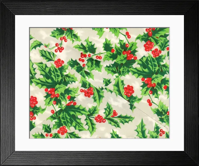 Framed Print : Christmas envelope decorated with holly Framed Print : Christmas envelope decorated with holly