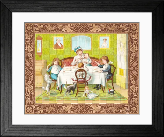 Framed Print : Mother and children on a jigsaw puzzle Framed Print : Mother and children on a jigsaw puzzle