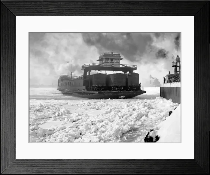 Framed Print : Car ferry, Michigan Central, entering slip, Detroit River, M Framed Print : Car ferry, Michigan Central, entering slip, Detroit River, M