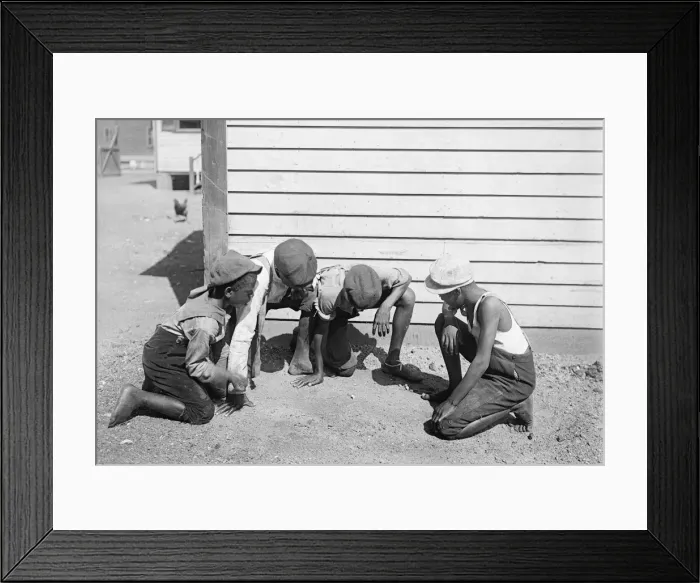 Framed Print : Four African American children playing a gambling game in Am Framed Print : Four African American children playing a gambling game in Am